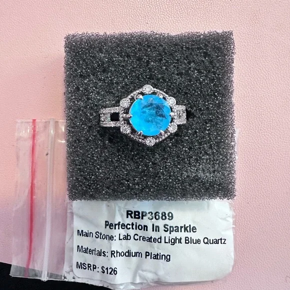 Light Blue Quartz - rhodium plating, lab created - Picture 2 of 2